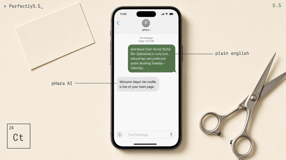 Add a new team member to your salon&rsquo;s staff page by text