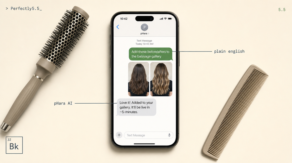 Text your salon&rsquo;s before/after photos straight to your website
